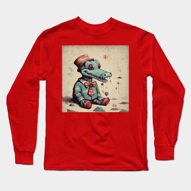 Crocodile cute retro Long Sleeve T-Shirt by nonagobich